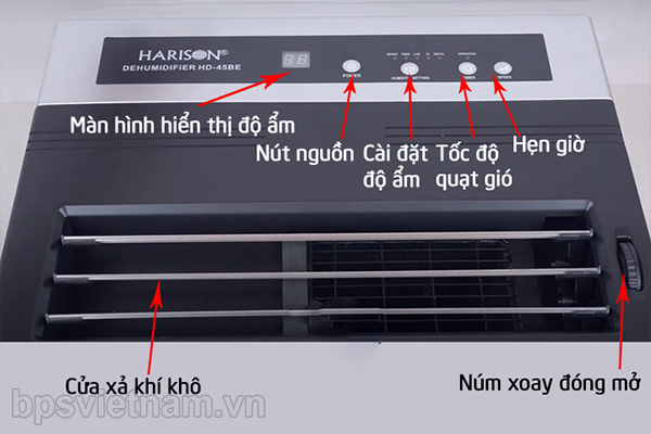 Bảng điều khiển máy hút ẩm Harison HD-45BE