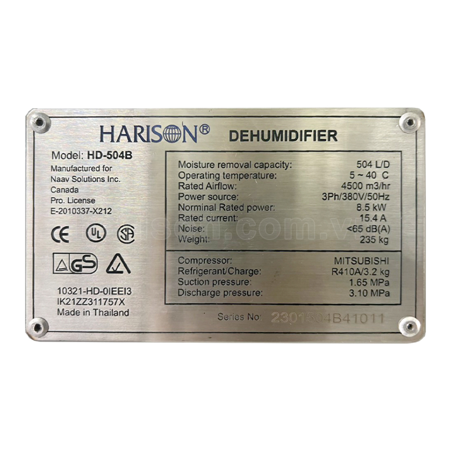 Máy hút ẩm Harison HD-504B (504L/Ngày) may hut am harison hd 504b anh 6