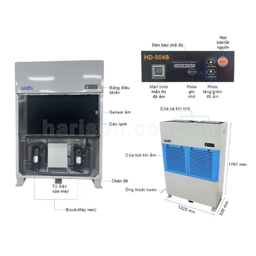Máy hút ẩm Harison HD-504B (504L/Ngày) may hut am harison hd 504b anh 8