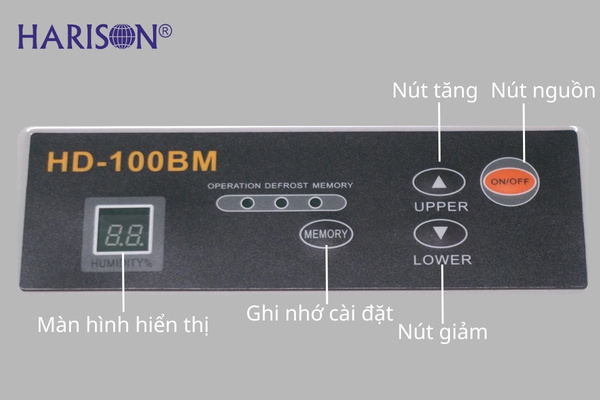 Bảng điều khiển máy hút ẩm Harison HD-100BM